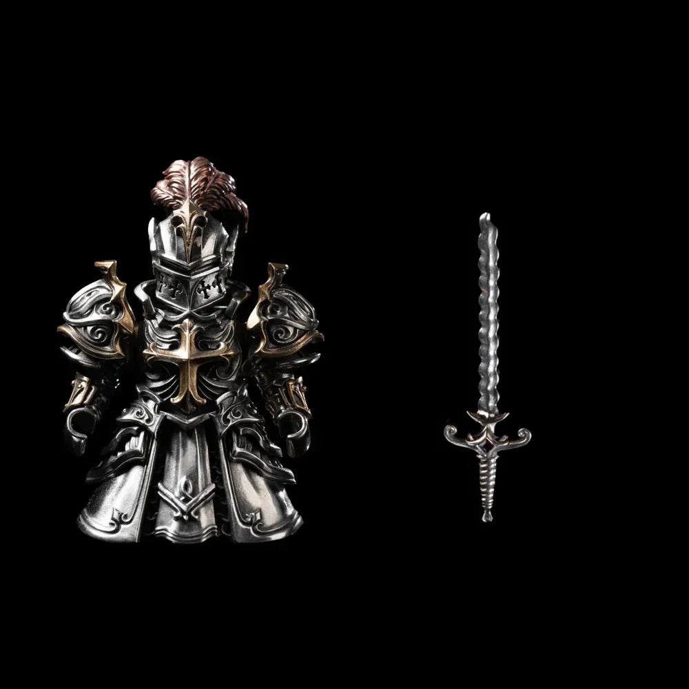 Crimson Templar Collectible Figure Detachable Bronze Copper Knight Statue with Sword Shield Cape Wings Medieval Fantasy