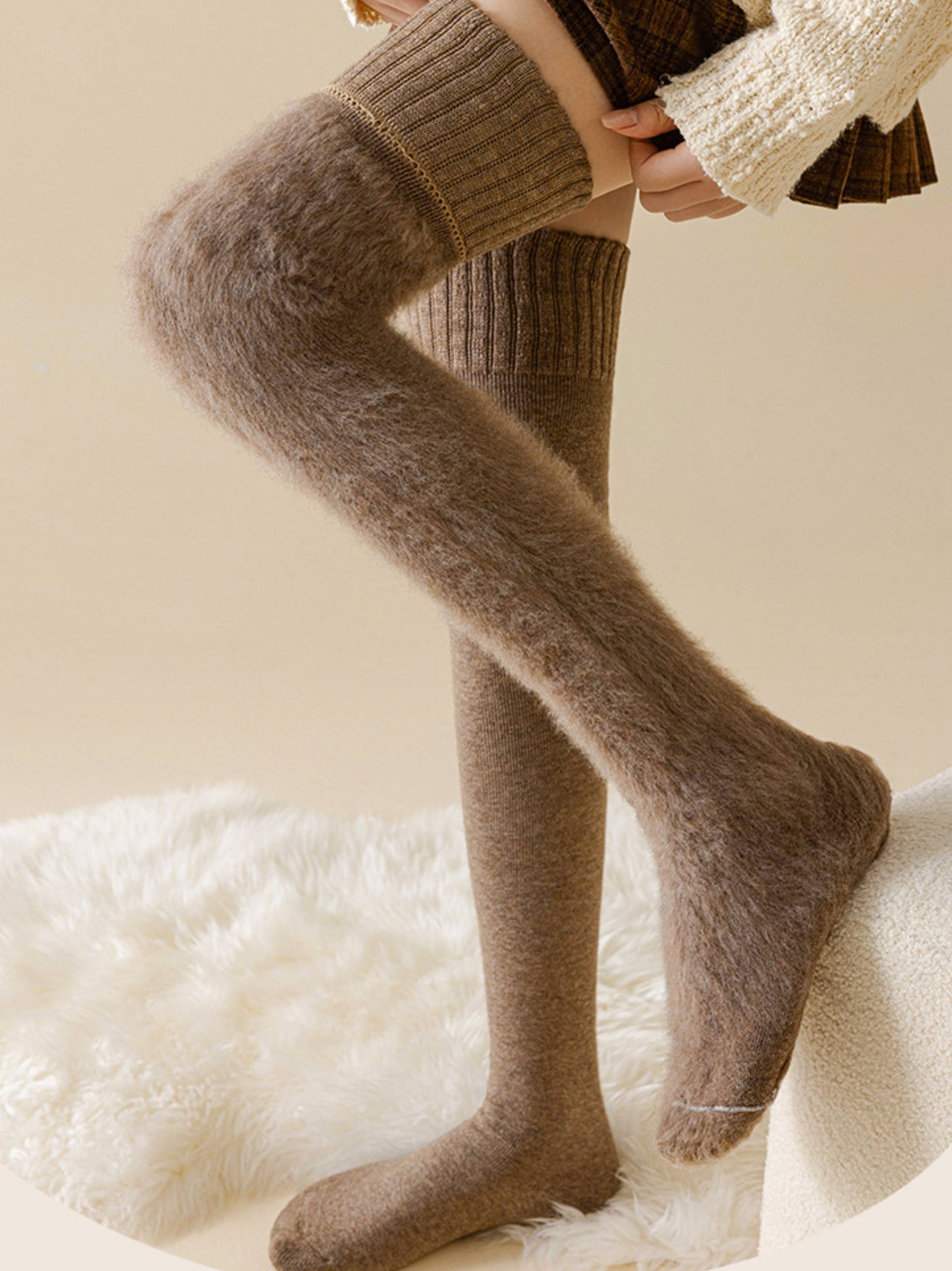 Fleece Lined Over the Knee Socks for Women – Thick Warm Winter Long Socks, Cozy Thermal Knee High Socks for Boots
