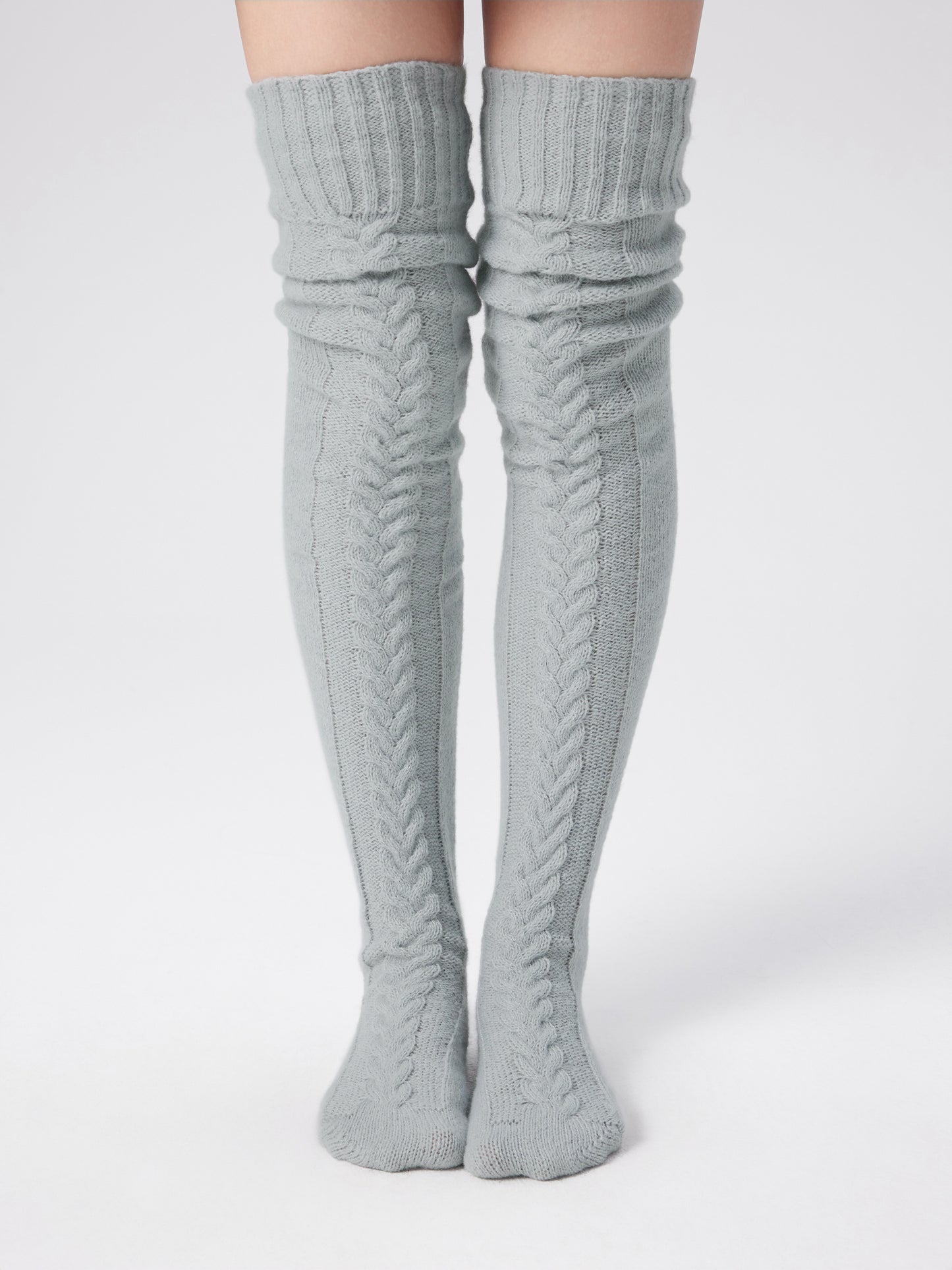 Women's Knit Thick Mohair Knitted Over The Knee Socks – Thick Warm Winter Cable Knit Cozy Boot Socks for Cold Weather