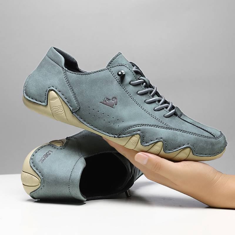 Comfortable Outdoor Men’s Comfortable Lace-Up Leather Shoes – Men Barefoot Style Casual Outdoor Sneakers E2802