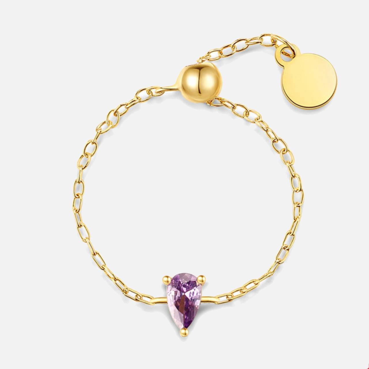 Purple Amethyst Self-Love Chain Ring