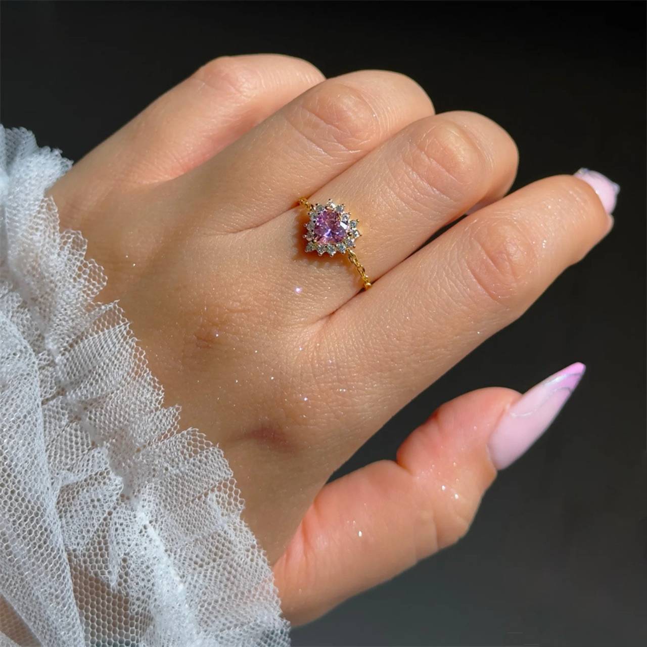 Purple Amethyst Self-Love Chain Ring