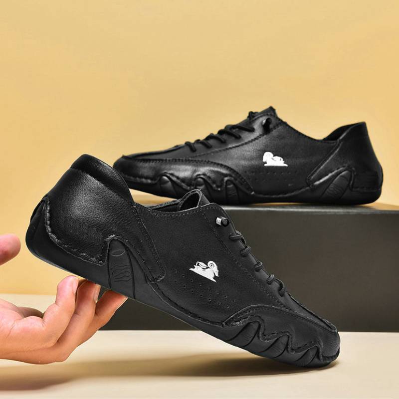 Comfortable Outdoor Men’s Comfortable Lace-Up Leather Shoes – Men Barefoot Style Casual Outdoor Sneakers E2802