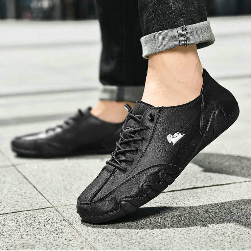 Comfortable Outdoor Men’s Comfortable Lace-Up Leather Shoes – Men Barefoot Style Casual Outdoor Sneakers E2802