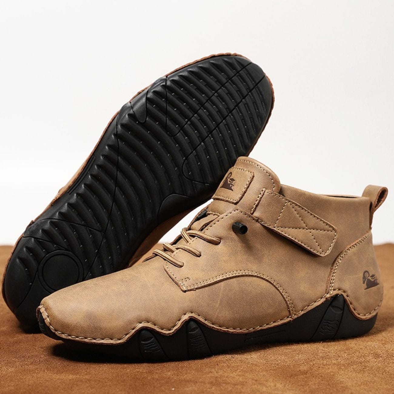 Men’s Waterproof Barefoot Hiking Boots – High-Top Soft Leather Outdoor Walking Shoes