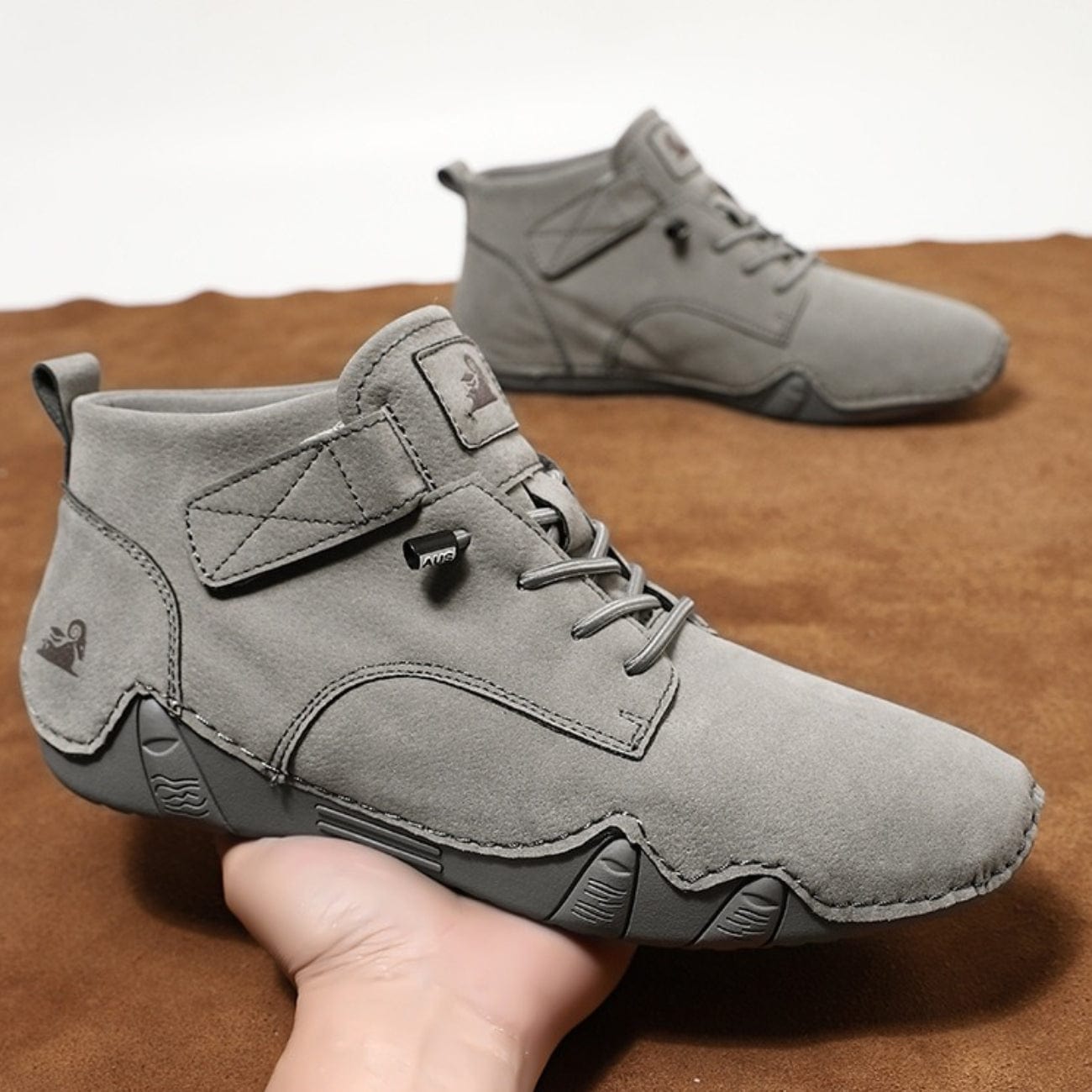 Men’s Waterproof Barefoot Hiking Boots – High-Top Soft Leather Outdoor Walking Shoes