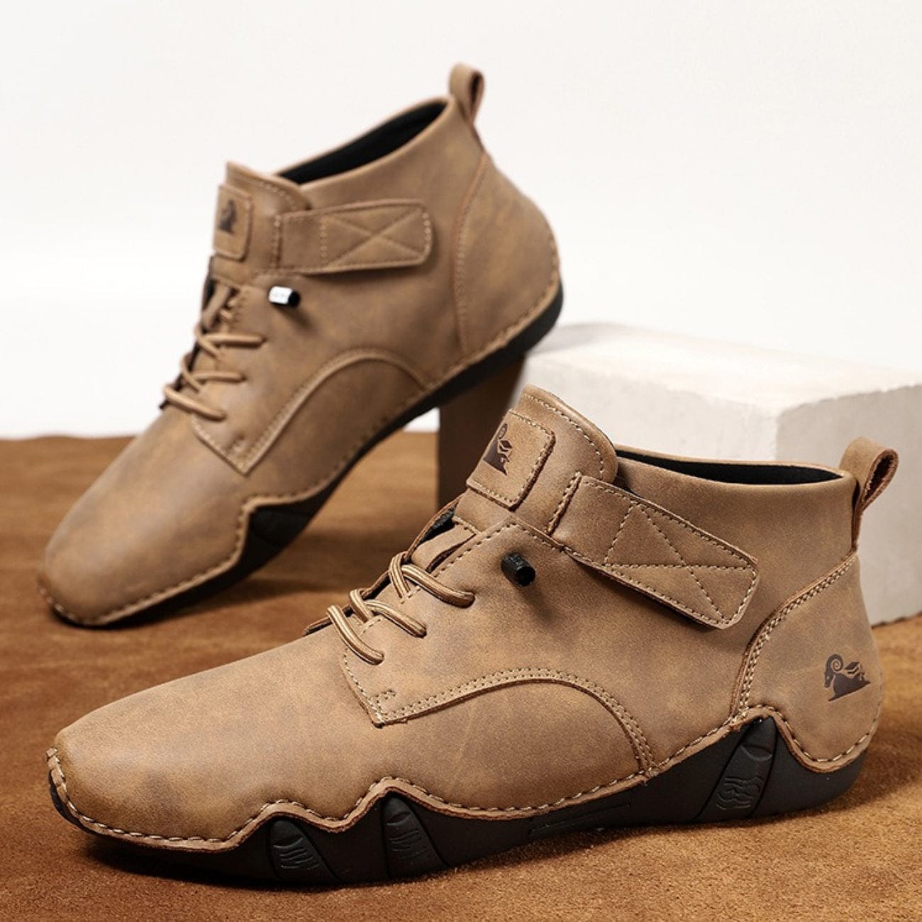 Men’s Waterproof Barefoot Hiking Boots – High-Top Soft Leather Outdoor Walking Shoes