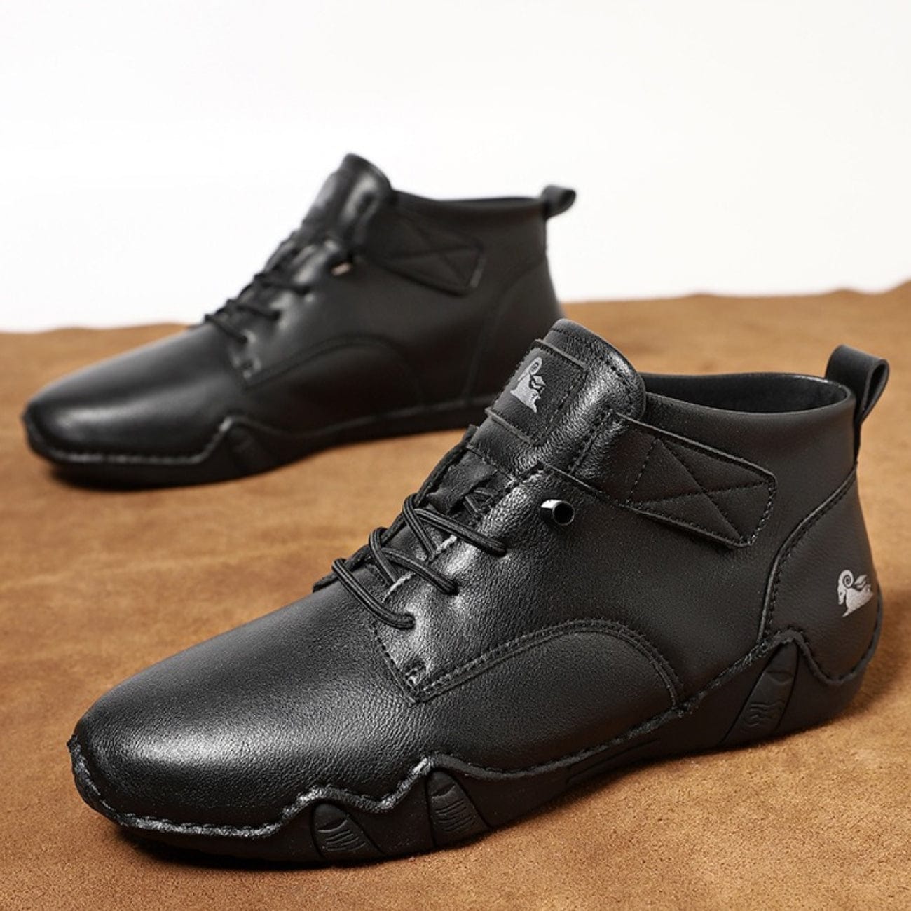 Men’s Waterproof Barefoot Hiking Boots – High-Top Soft Leather Outdoor Walking Shoes