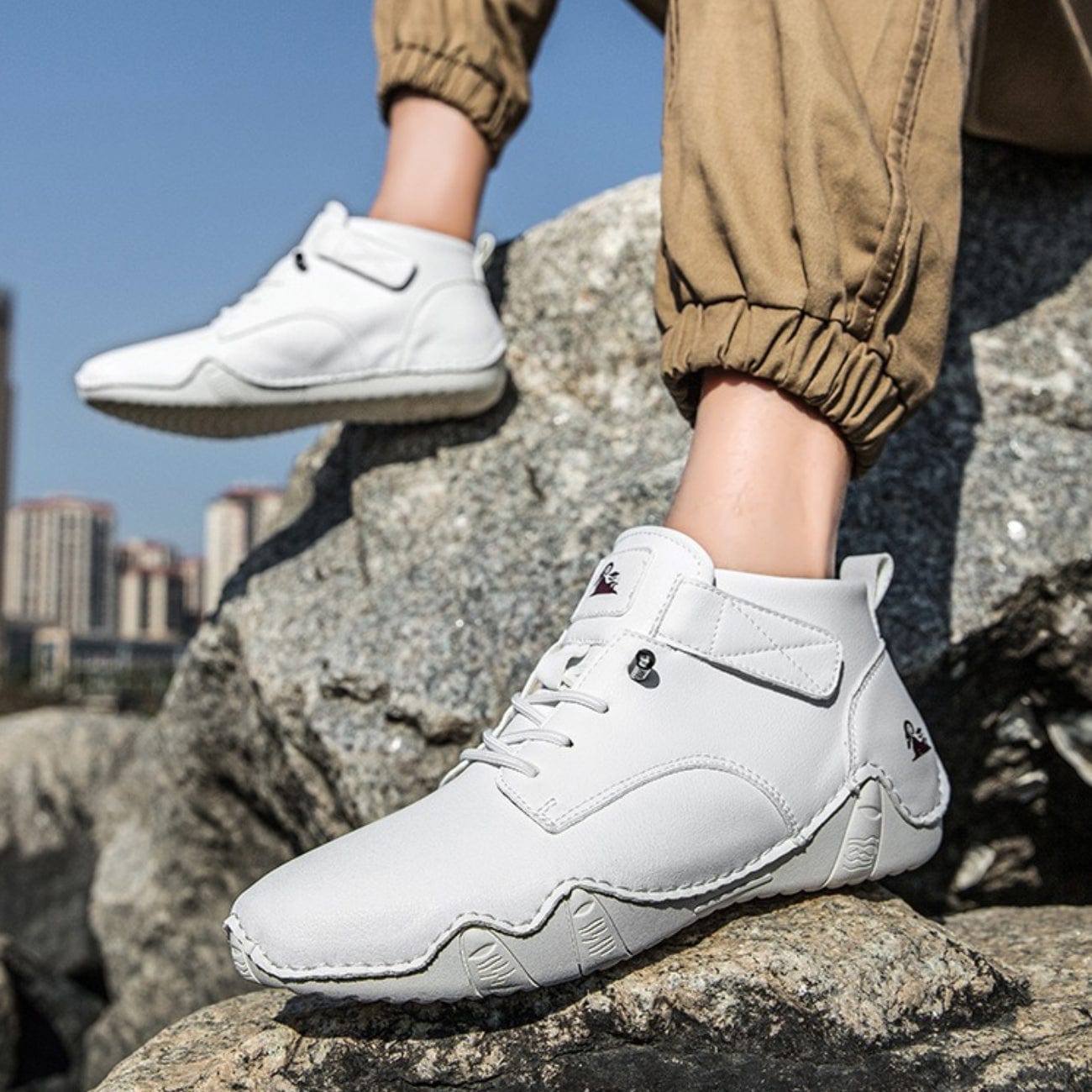 Men’s Waterproof Barefoot Hiking Boots – High-Top Soft Leather Outdoor Walking Shoes