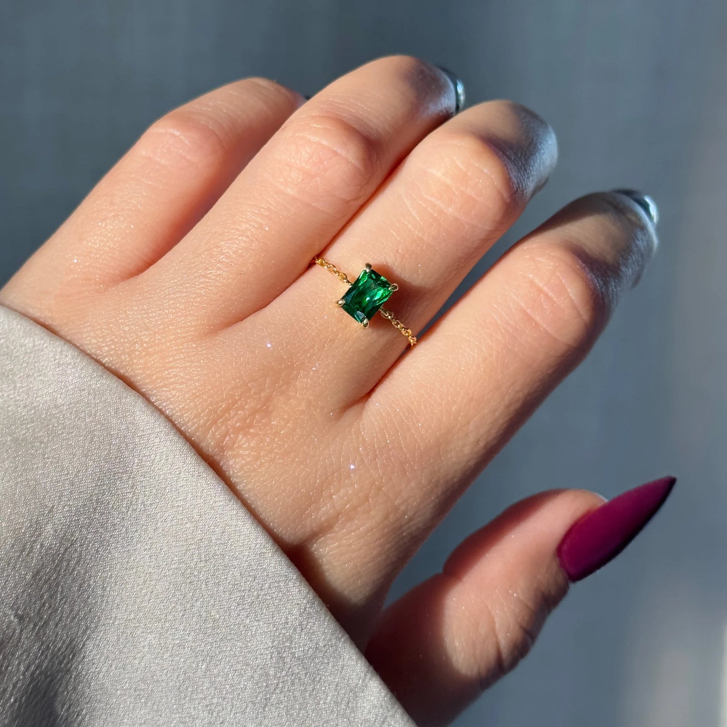 Emerald Green Self-Love Chain Rings