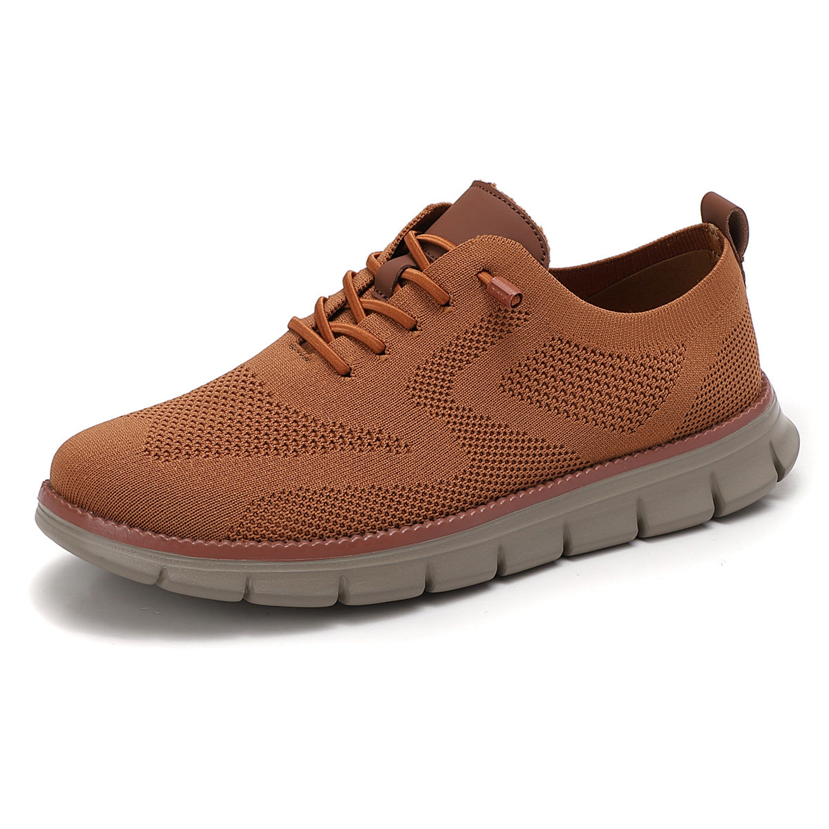 Brown sneaker with a white background