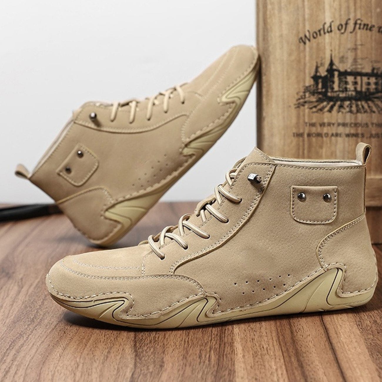 Men’s Waterproof Barefoot Hiking Boots – High-Top Soft Leather Outdoor Walking Shoes