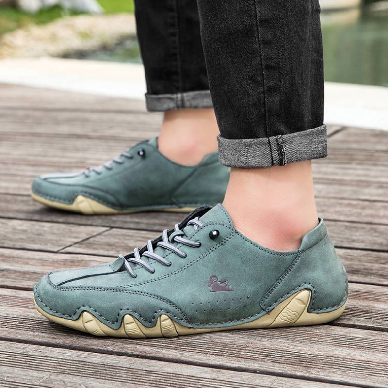 OMYEESE Men’s Waterproof Barefoot Outdoor Shoes – Comfortable Leather Minimalist Walking Hiking & Driving Sneakers F8009
