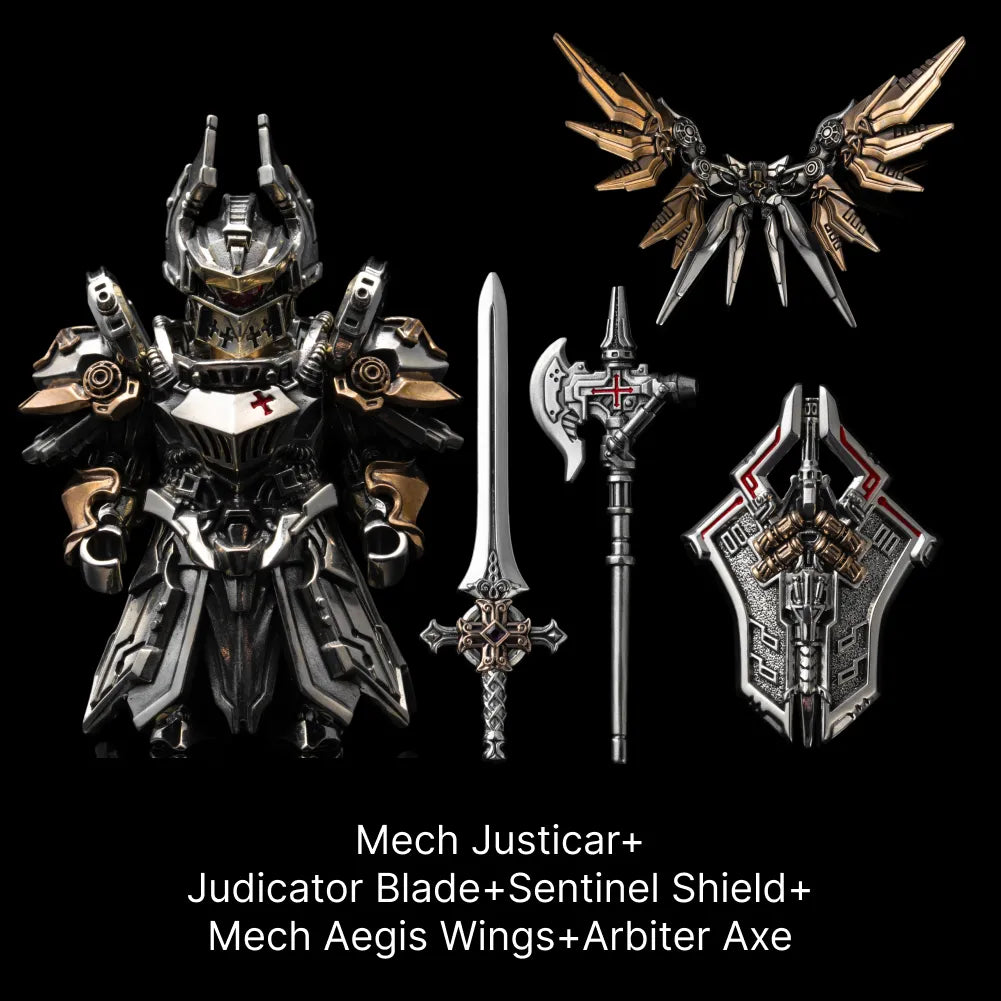 Mech Justicar Magnetic Detachable Medieval Bronze Knight Figurine – Mini Armor Warrior Collectible Statue