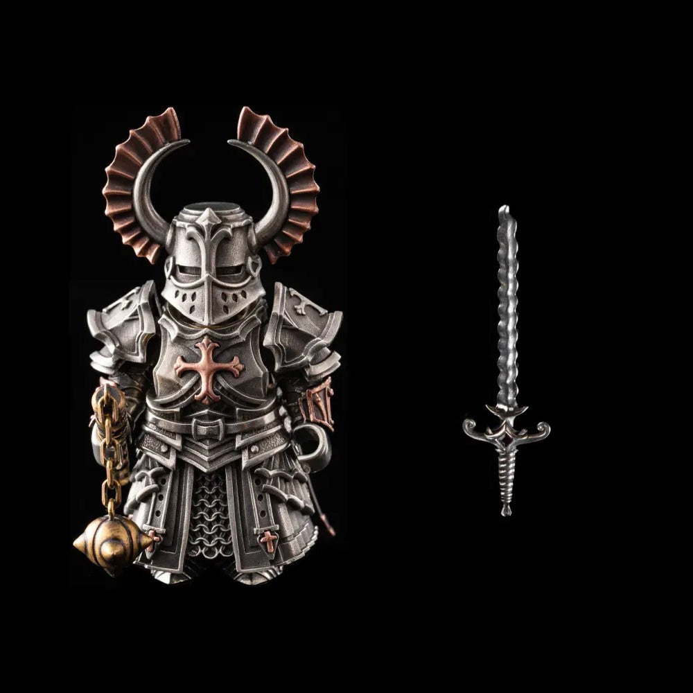 Crusader Figurine Detachable Bronze Bull-Helm Knight Statue Set