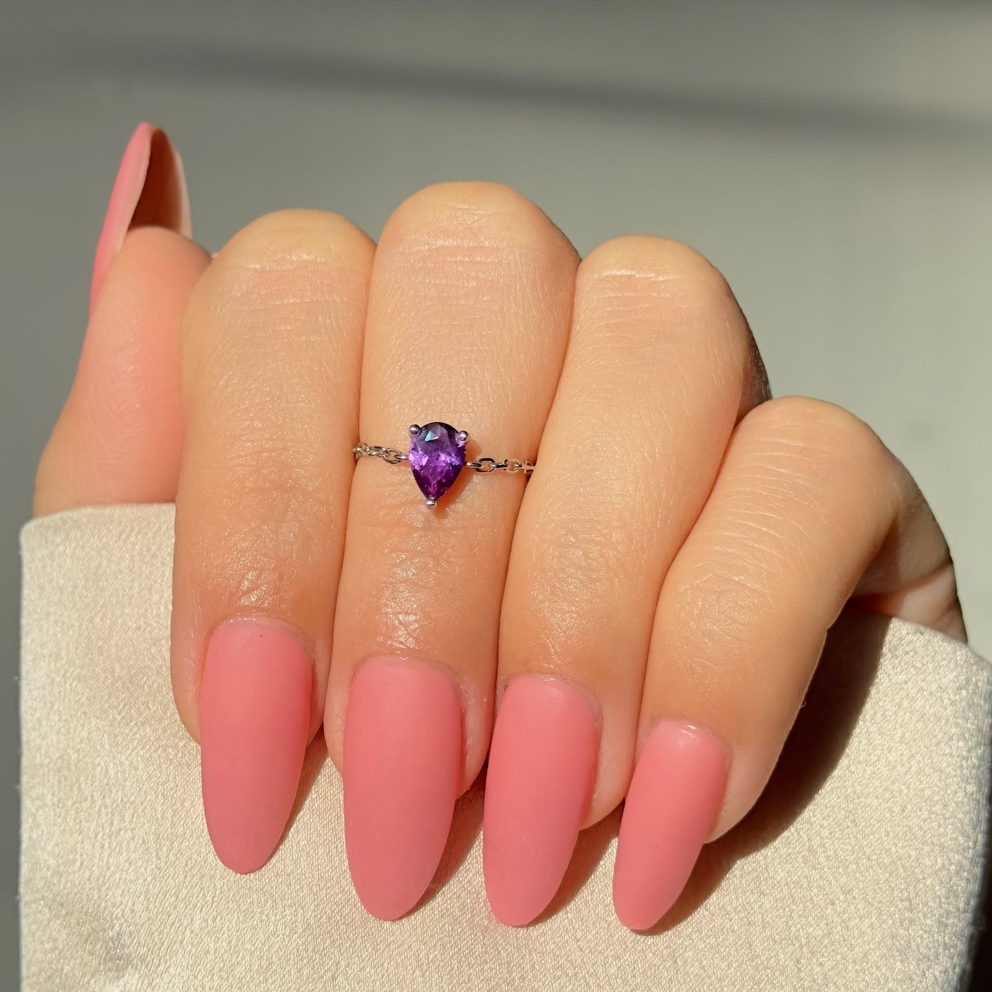 Purple Amethyst Self-Love Chain Ring