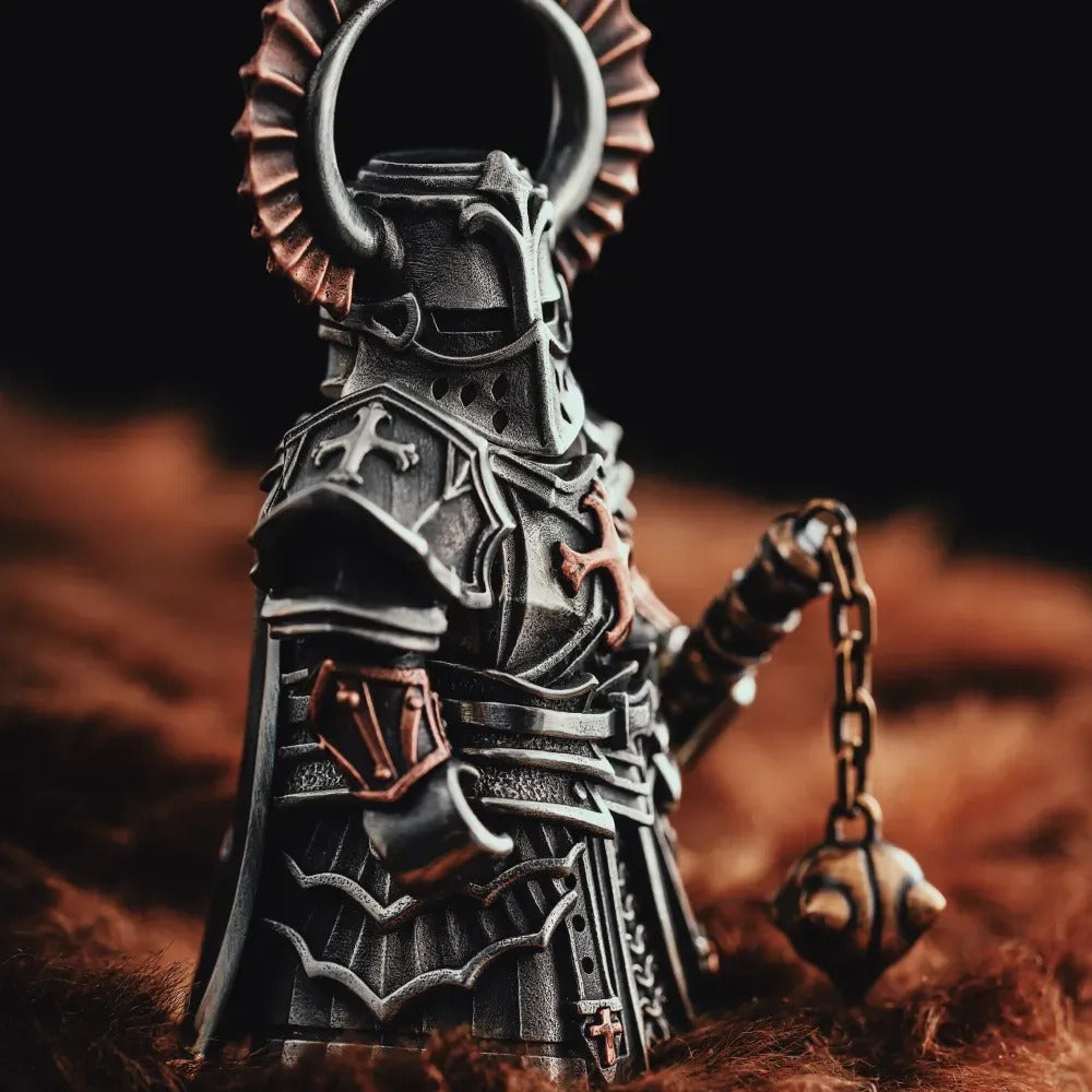 Crusader Figurine Detachable Bronze Bull-Helm Knight Statue Set