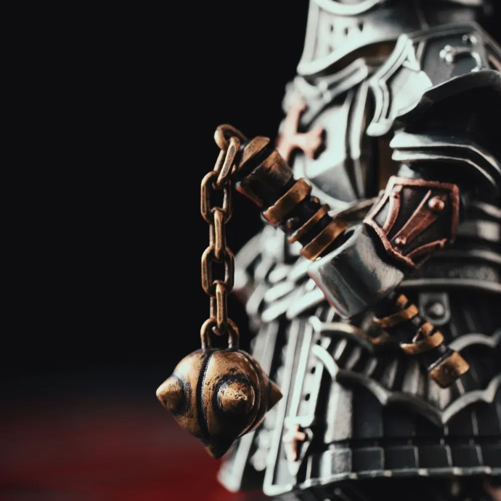 Crusader Figurine Detachable Bronze Bull-Helm Knight Statue Set
