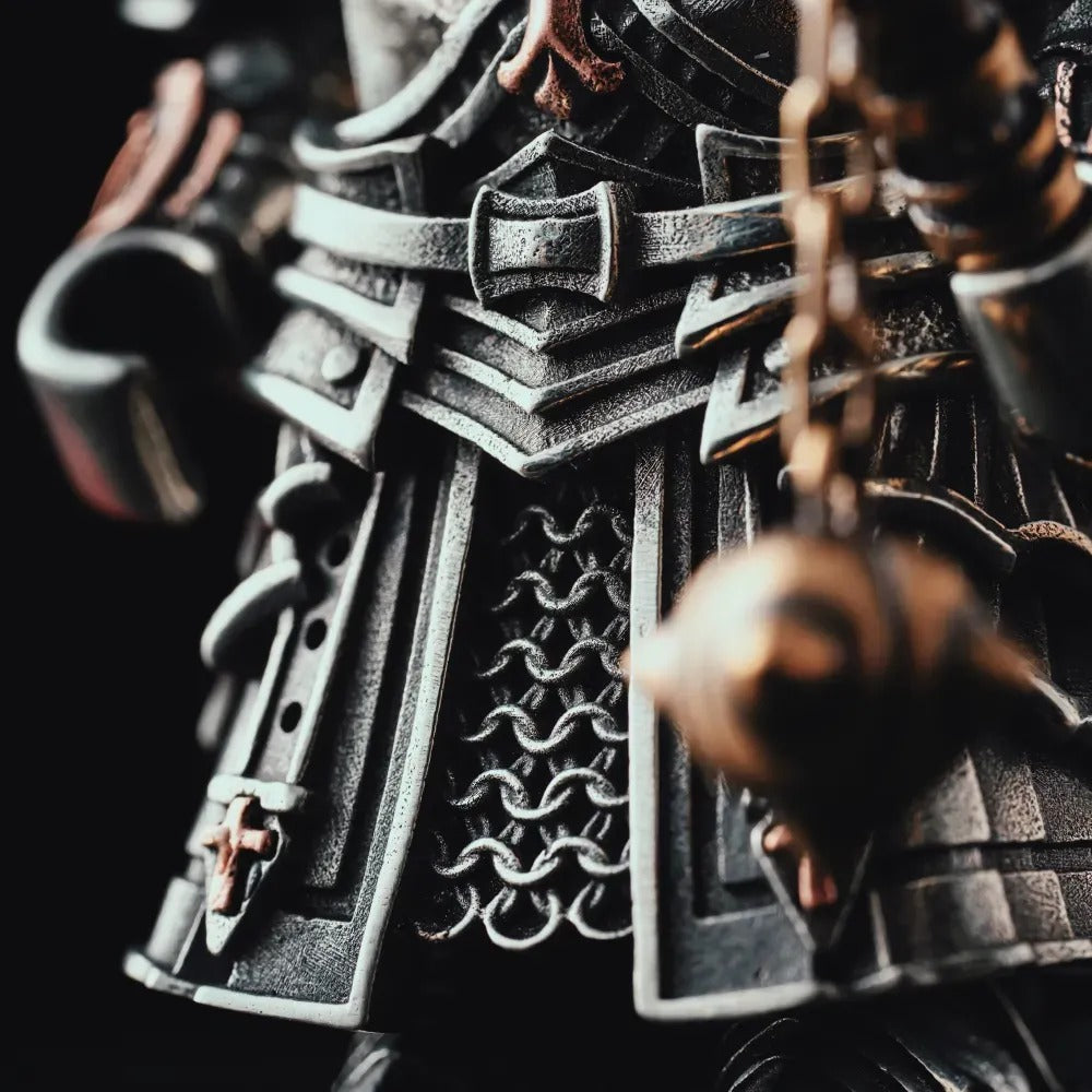 Crusader Figurine Detachable Bronze Bull-Helm Knight Statue Set