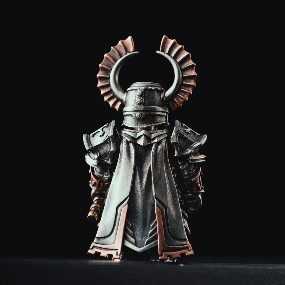 Crusader Figurine Detachable Bronze Bull-Helm Knight Statue Set