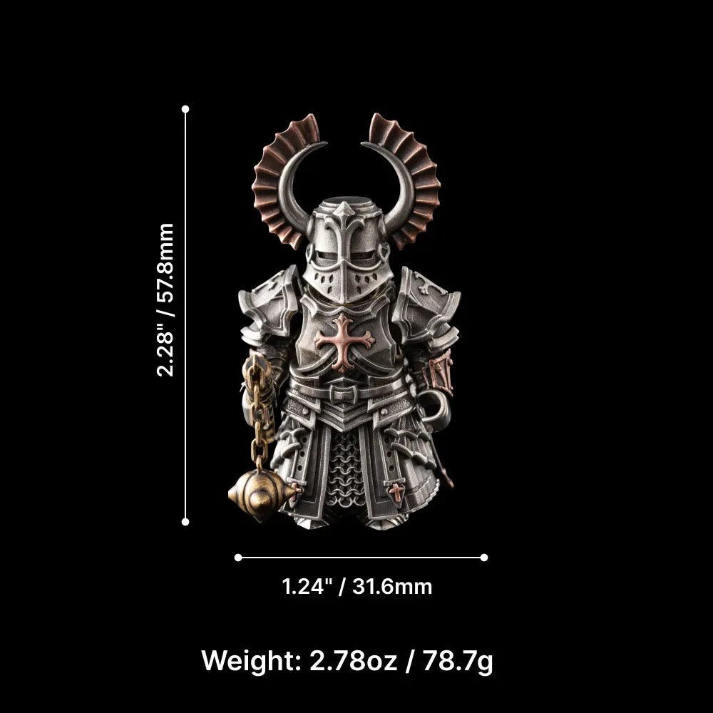 Crusader Figurine Detachable Bronze Bull-Helm Knight Statue Set