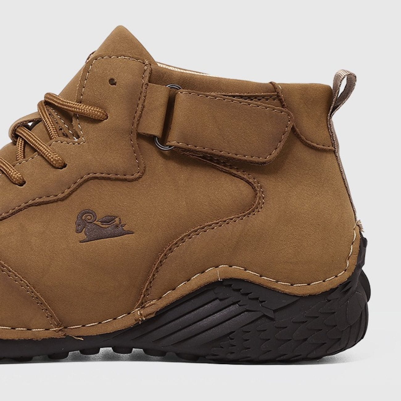 Men’s Waterproof Leather Outdoor Walking Shoes – High-Top Soft Barefoot Hiking Boots