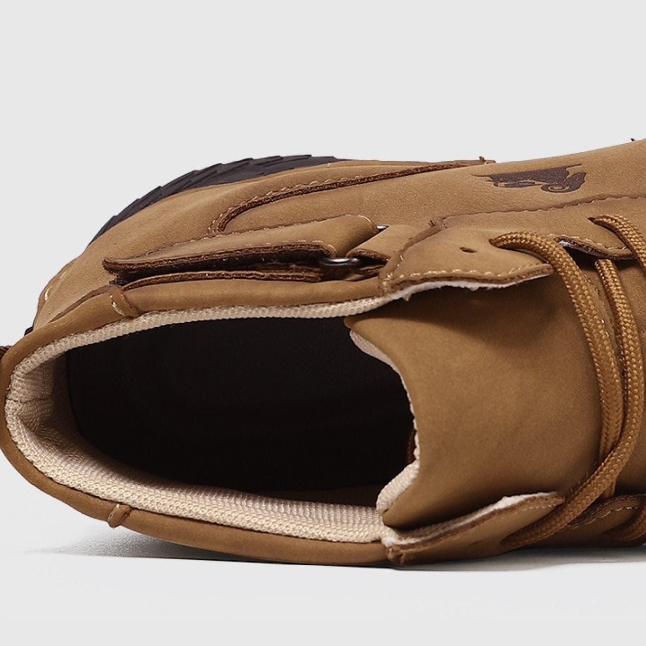 Men’s Waterproof Leather Outdoor Walking Shoes – High-Top Soft Barefoot Hiking Boots