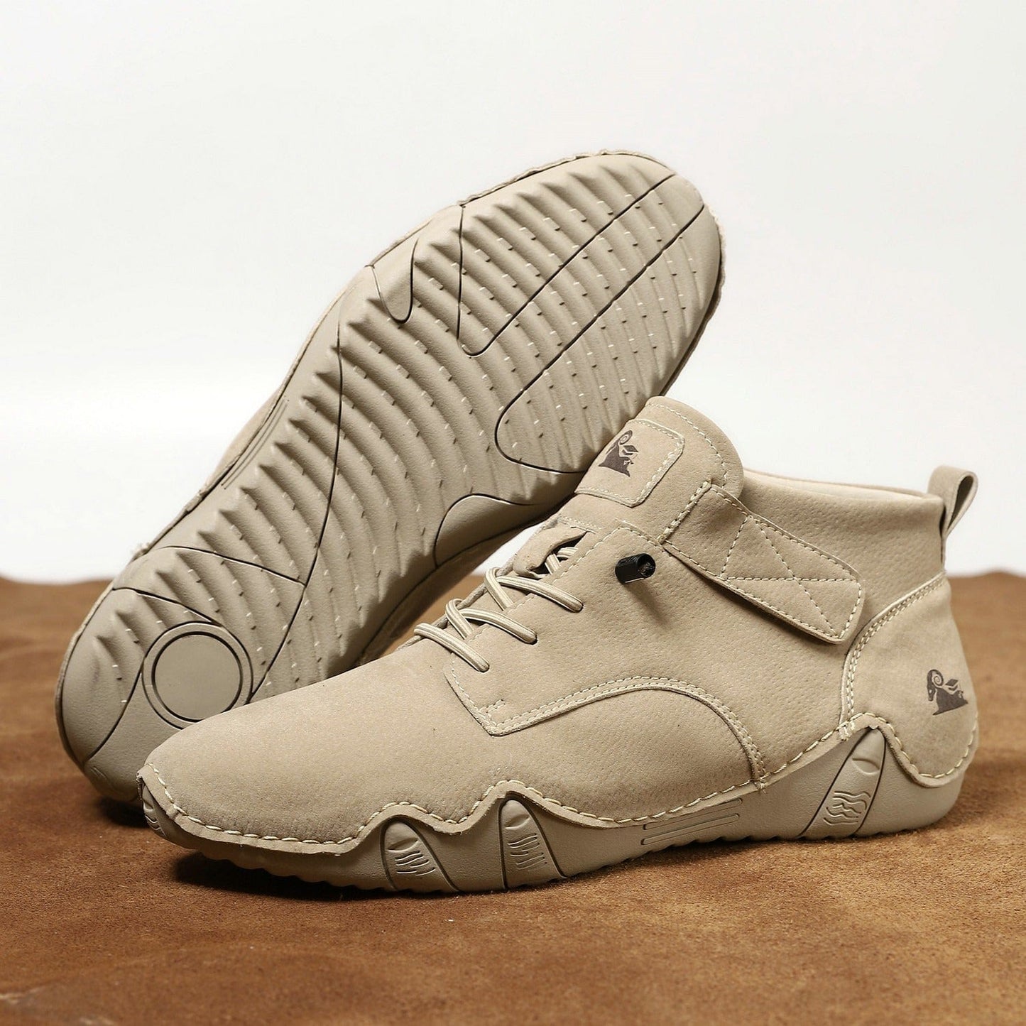 Men’s Waterproof Barefoot Hiking Boots – High-Top Soft Leather Outdoor Walking Shoes