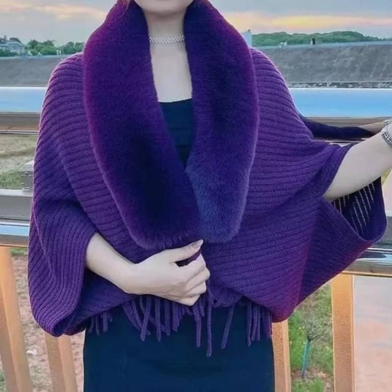 Ladies Knitted Loose Shawl Coat