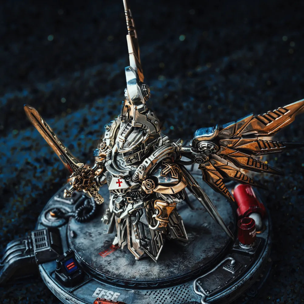 Mech Justicar Magnetic Detachable Medieval Bronze Knight Figurine – Mini Armor Warrior Collectible Statue
