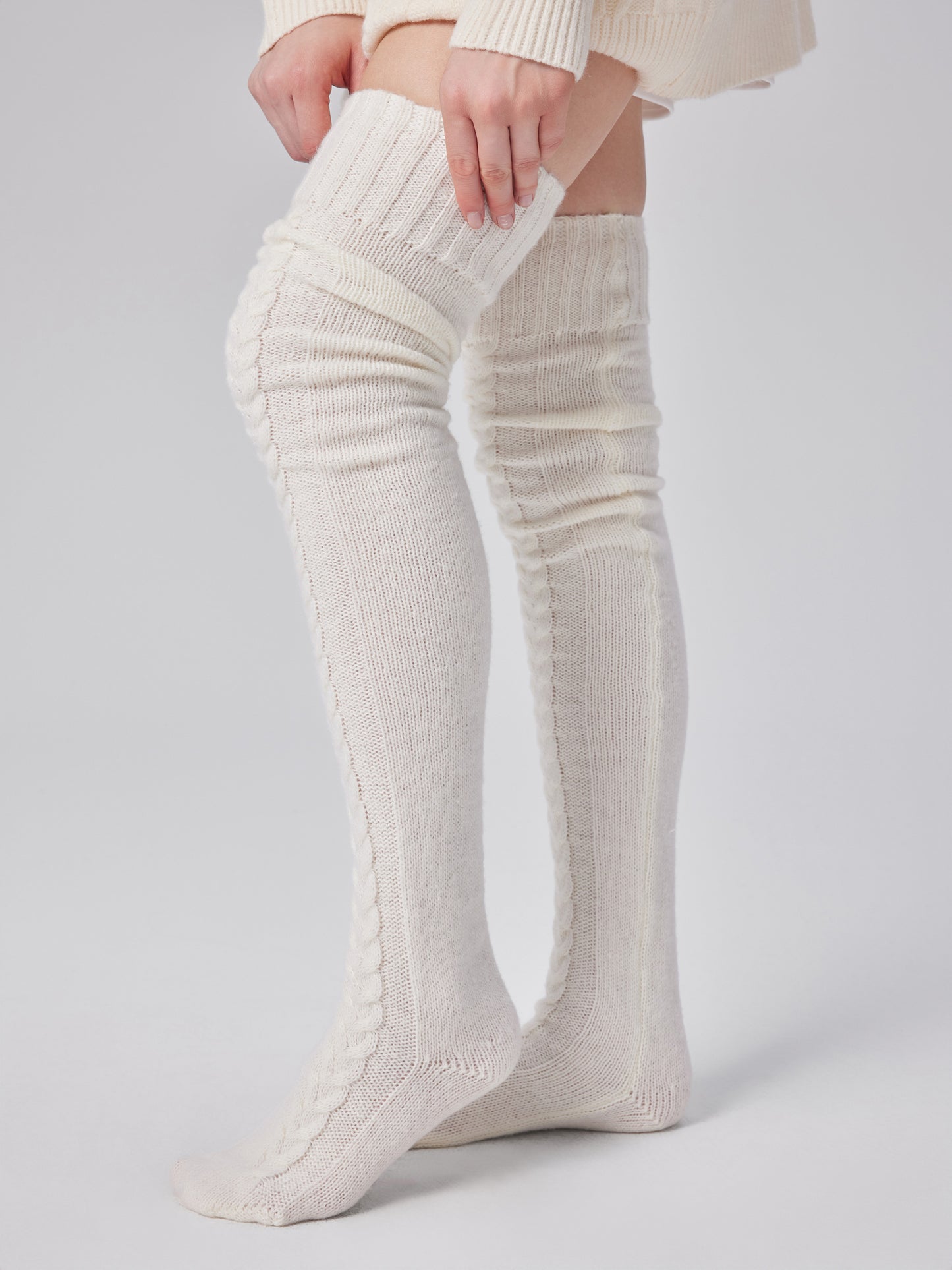 Women's Knit Thick Mohair Knitted Over The Knee Socks – Thick Warm Winter Cable Knit Cozy Boot Socks for Cold Weather