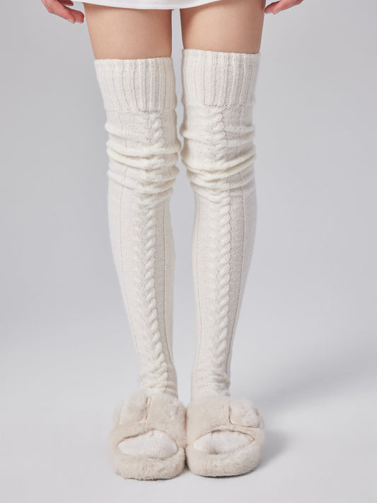 Women's Knit Thick Mohair Knitted Over The Knee Socks – Thick Warm Winter Cable Knit Cozy Boot Socks for Cold Weather