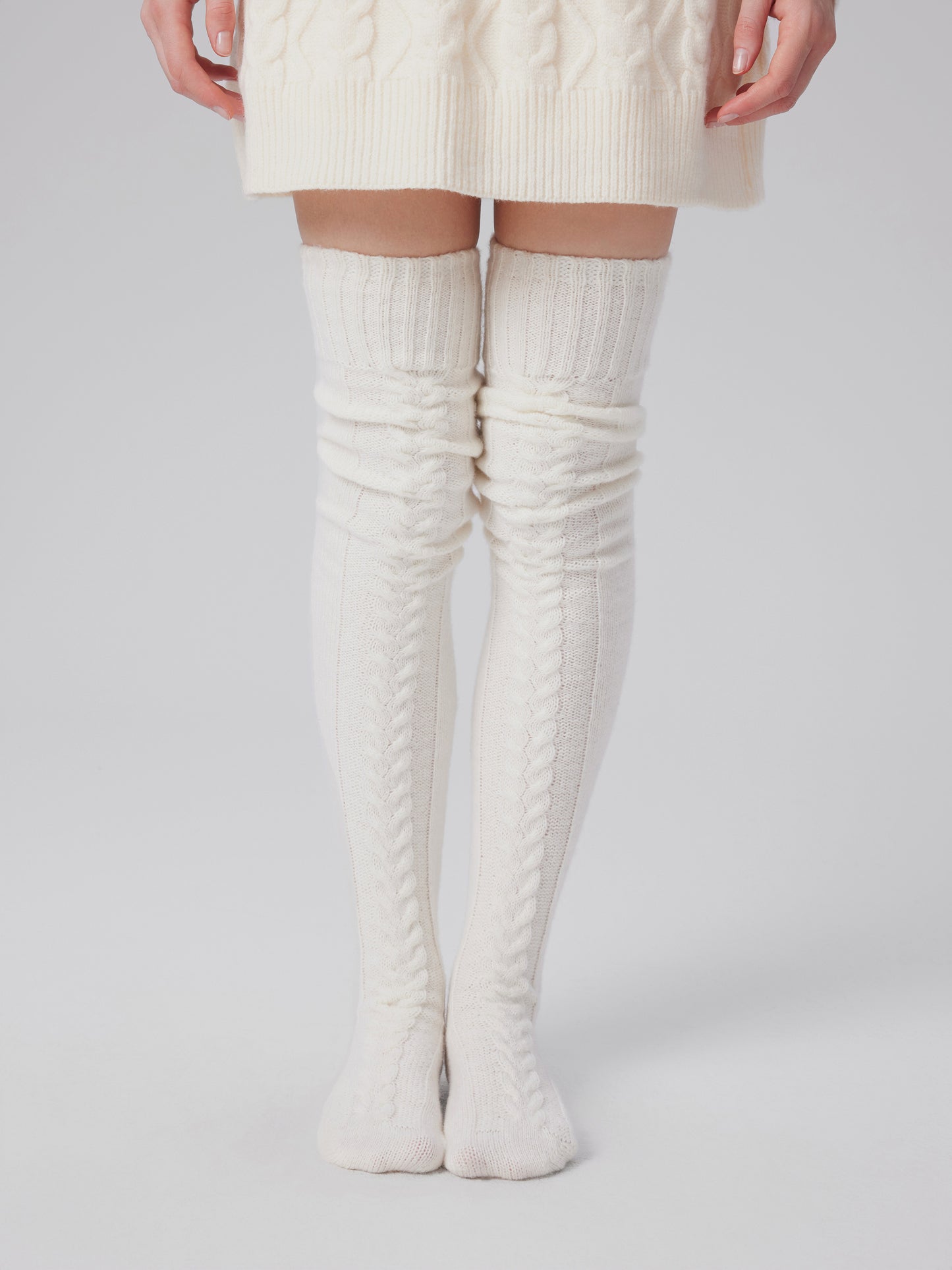 Women's Knit Thick Mohair Knitted Over The Knee Socks – Thick Warm Winter Cable Knit Cozy Boot Socks for Cold Weather