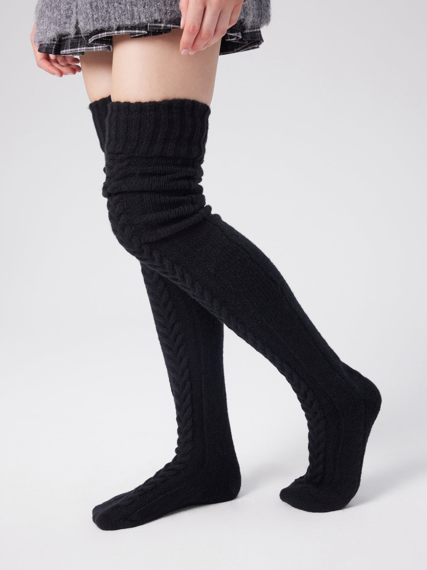 Women's Knit Thick Mohair Knitted Over The Knee Socks – Thick Warm Winter Cable Knit Cozy Boot Socks for Cold Weather