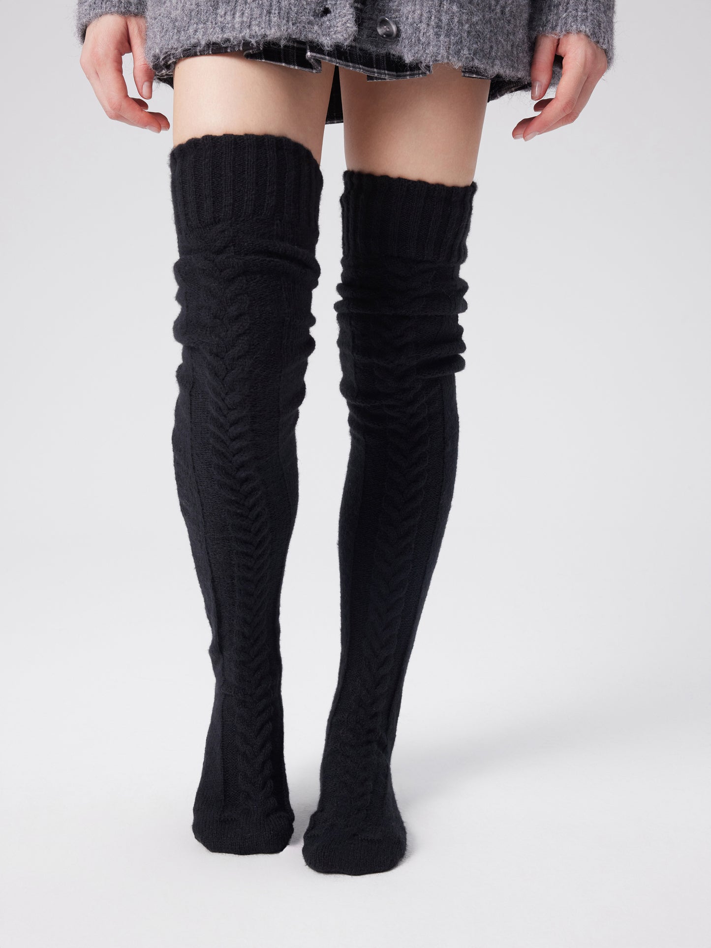 Women's Knit Thick Mohair Knitted Over The Knee Socks – Thick Warm Winter Cable Knit Cozy Boot Socks for Cold Weather