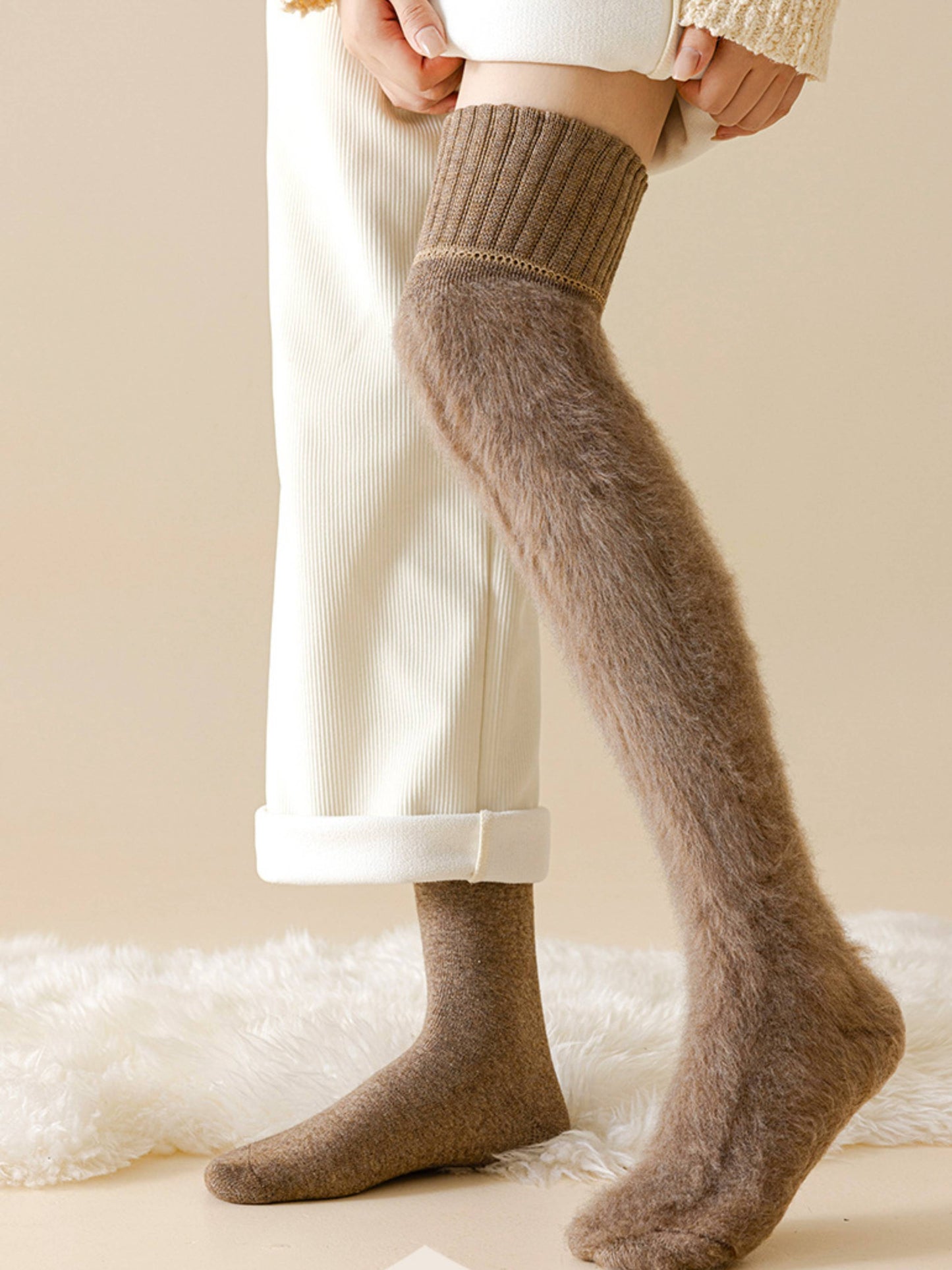 Fleece Lined Over the Knee Socks for Women – Thick Warm Winter Long Socks, Cozy Thermal Knee High Socks for Boots