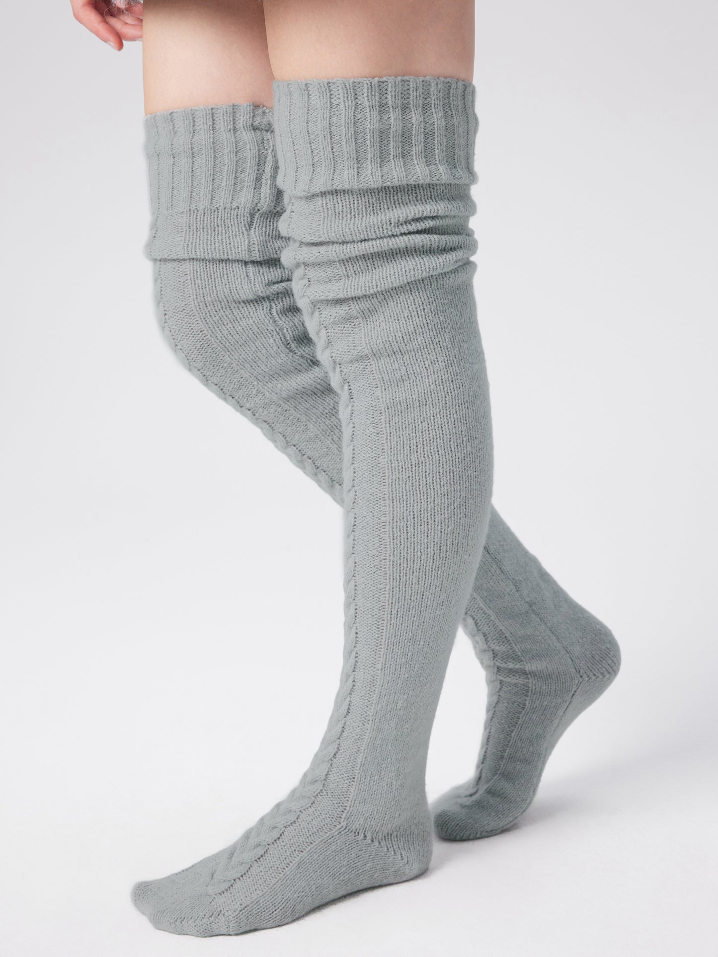 Women's Knit Thick Mohair Knitted Over The Knee Socks – Thick Warm Winter Cable Knit Cozy Boot Socks for Cold Weather