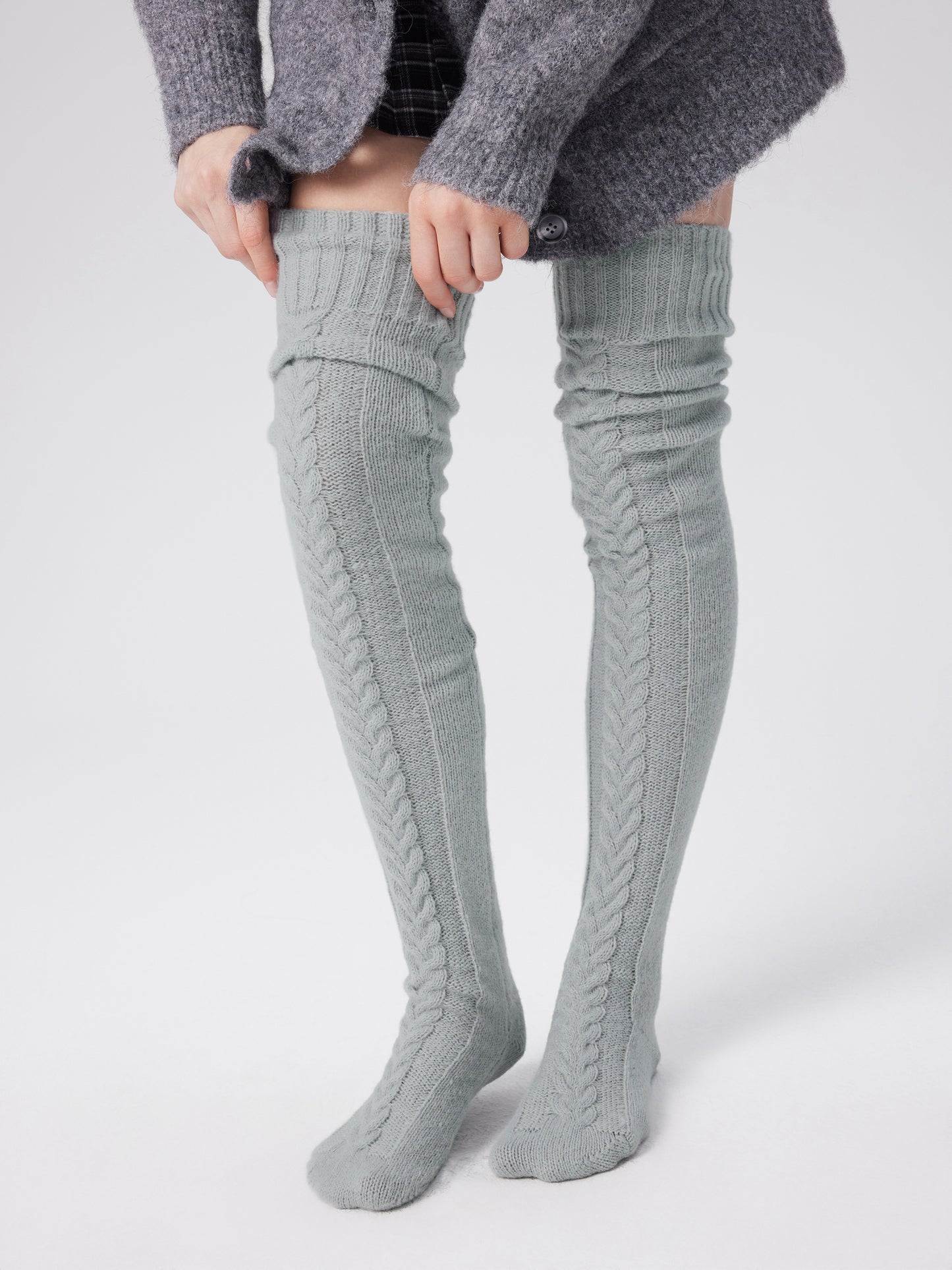 Women's Knit Thick Mohair Knitted Over The Knee Socks – Thick Warm Winter Cable Knit Cozy Boot Socks for Cold Weather