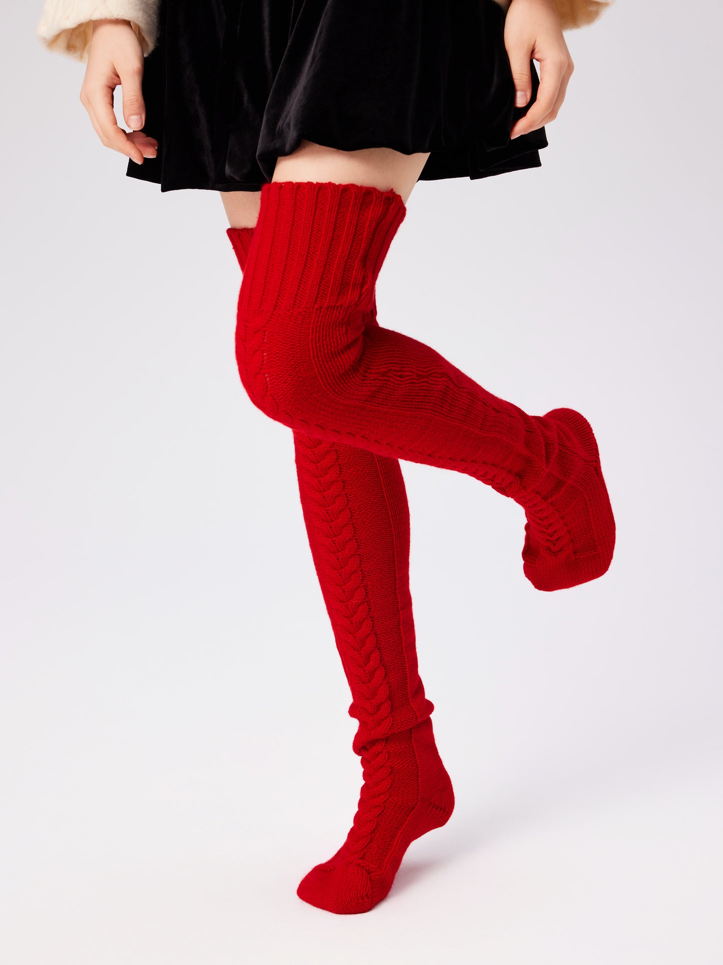 Women's Knit Thick Mohair Knitted Over The Knee Socks – Thick Warm Winter Cable Knit Cozy Boot Socks for Cold Weather