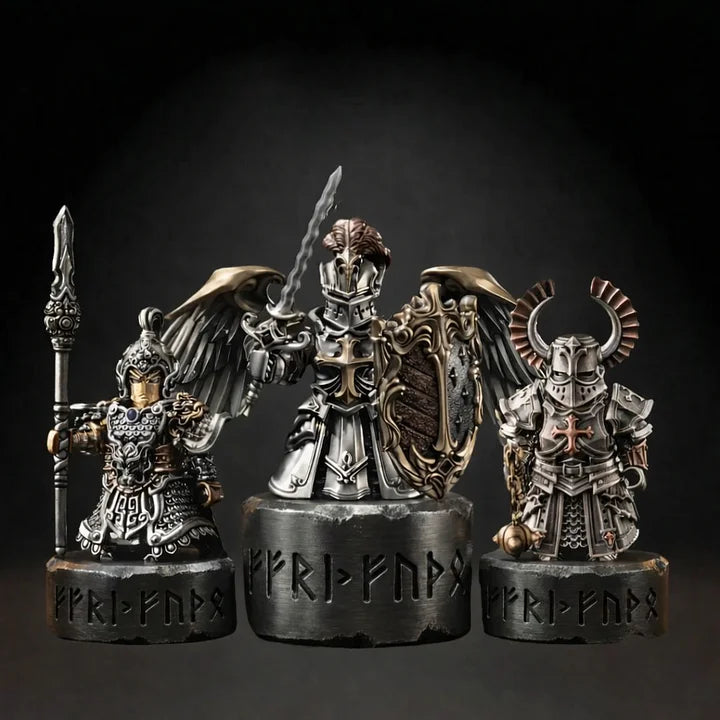 Medieval Fantasy Knight Figurine Collection Set – 3-Piece Armored Miniature Display Statues
