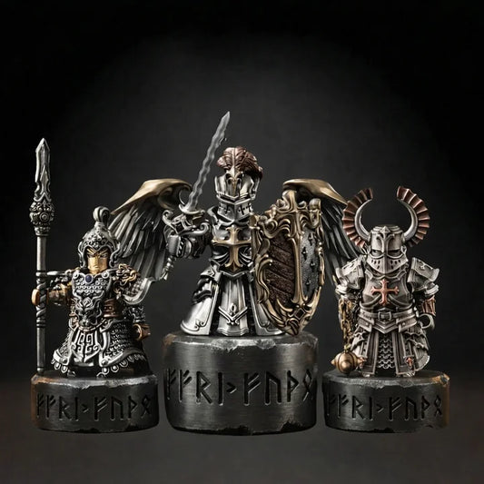 Medieval Fantasy Knight Figurine Collection Set – 3-Piece Armored Miniature Display Statues