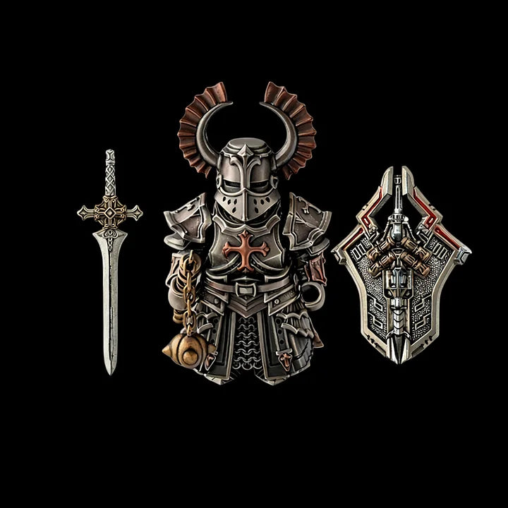 Crusader bronze Collectible Figurine – Magnetic Detachable Accessories Set