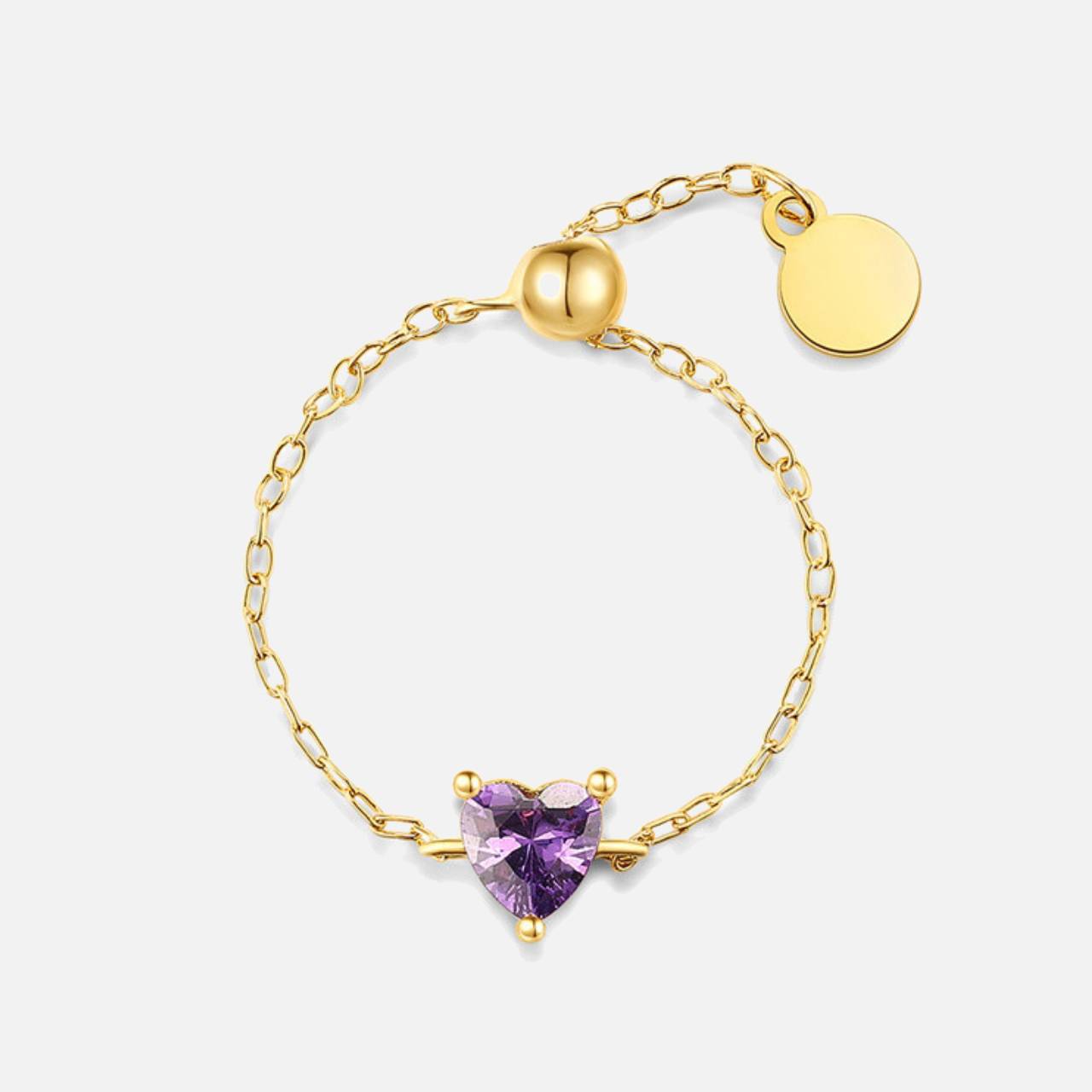 Purple Amethyst Self-Love Chain Ring
