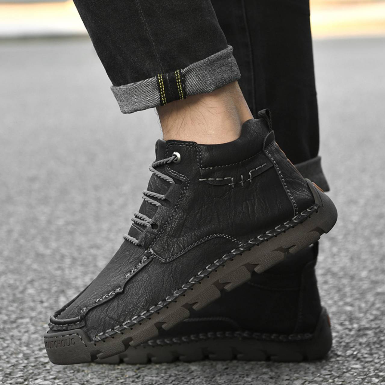 Men’s Fleece-Lined Leather High-Top Boots | Waterproof Warm Winter Lace-Up shoes