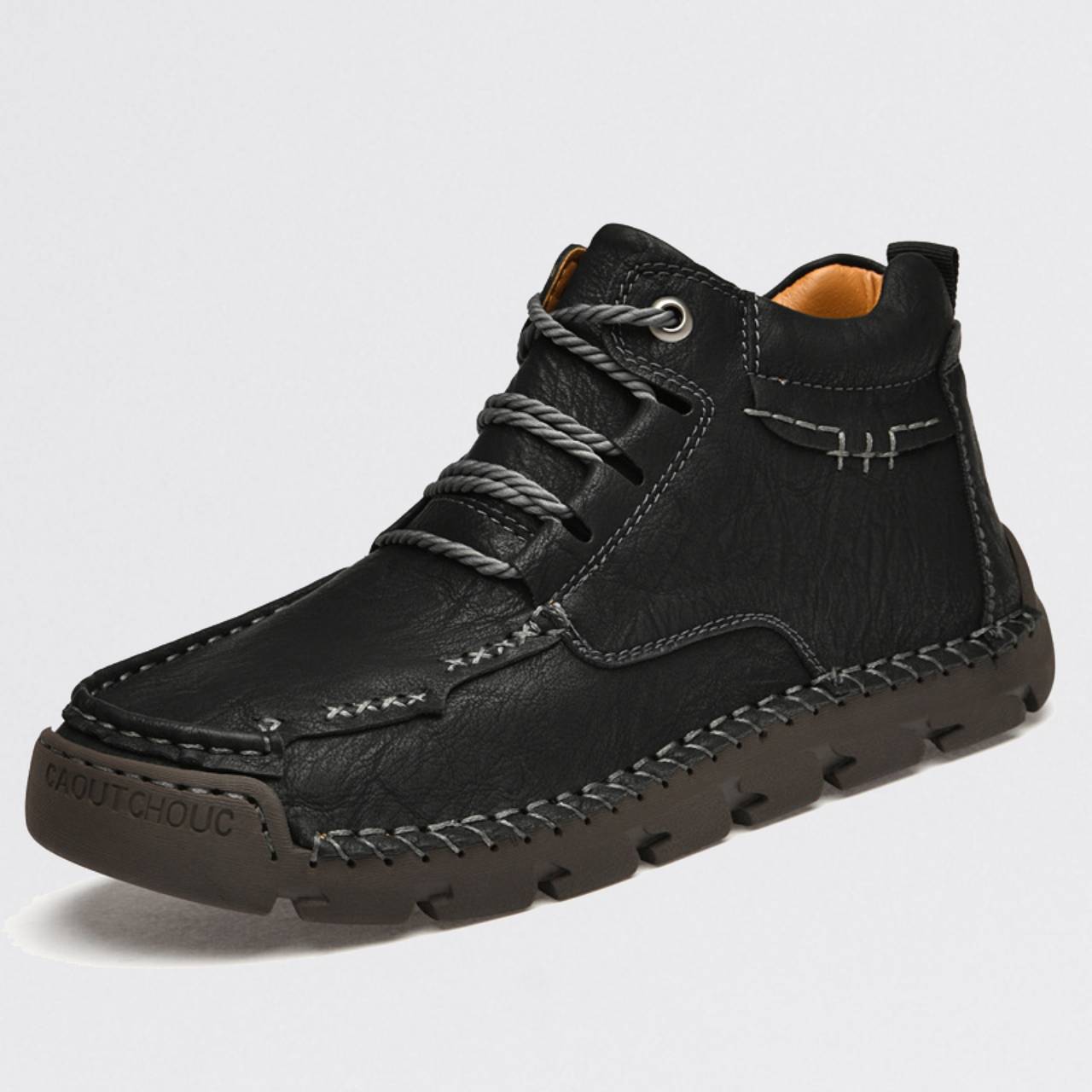 Men’s Fleece-Lined Leather High-Top Boots | Waterproof Warm Winter Lace-Up shoes
