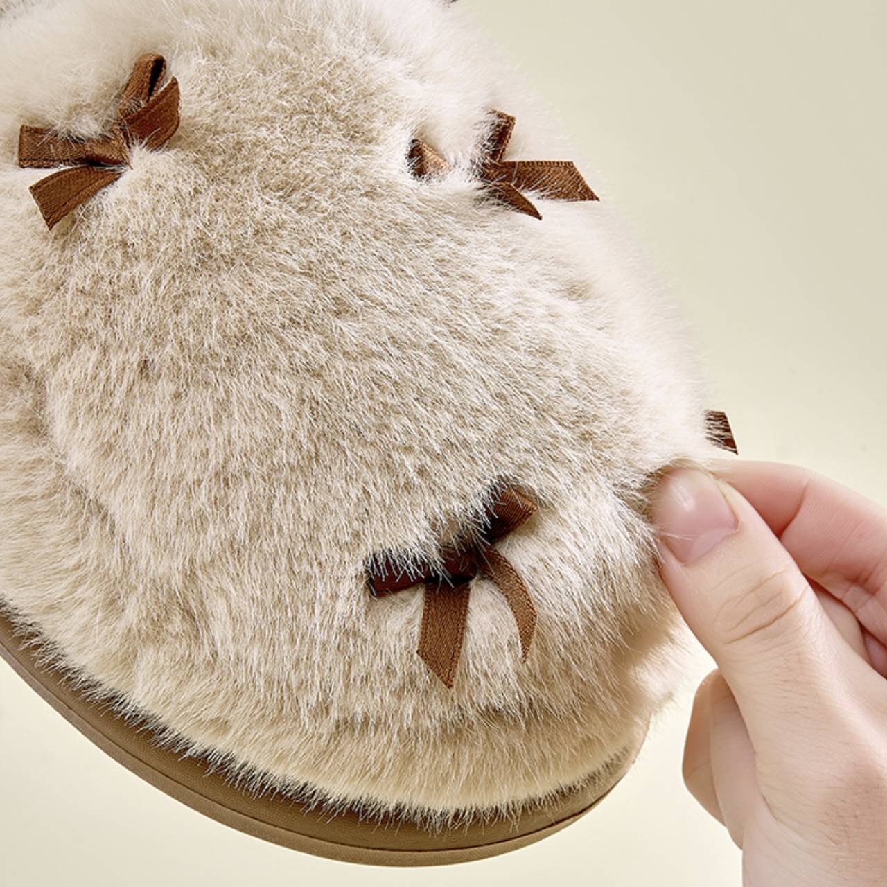 Winter Warm Fuzzy Slippers Soft Comfy Indoor House Shoes– Slip-On / Full-Back Options, Cozy Plush Bow Design, Anti-Slip Sole