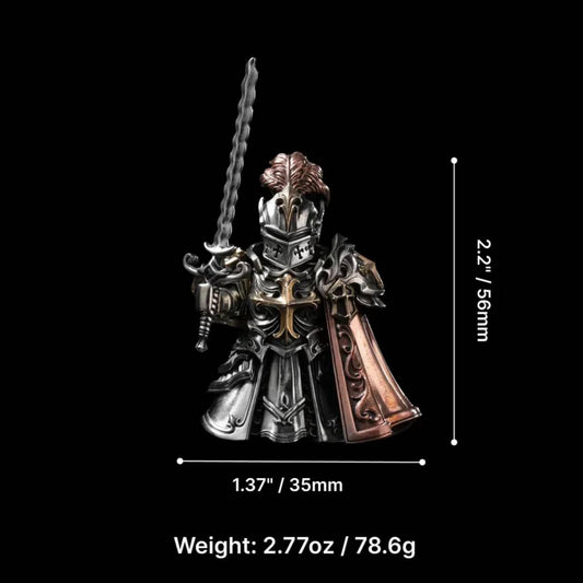 Crimson Templar Collectible Figure Detachable Bronze Copper Knight Statue with Sword Shield Cape Wings Medieval Fantasy