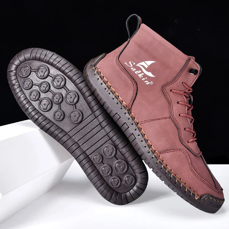 Men's Leather Boots – Waterproof, Comfortable & Arch Support Work Shoes