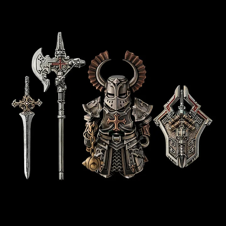 Crusader bronze Collectible Figurine – Magnetic Detachable Accessories Set