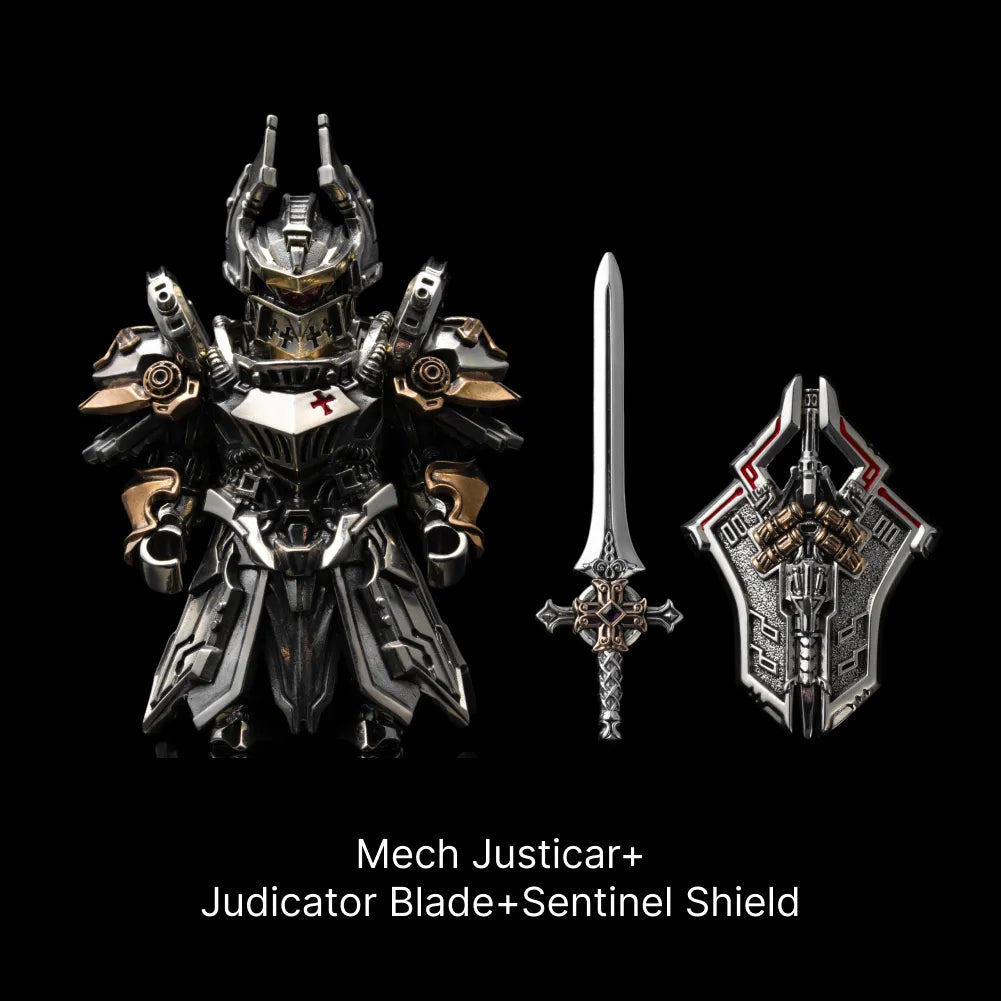 Mech Justicar Magnetic Detachable Medieval Bronze Knight Figurine – Mini Armor Warrior Collectible Statue